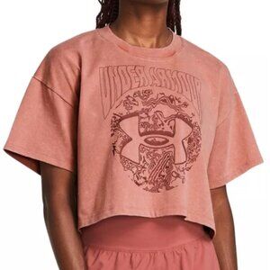 Under Armour • Dusk to Dawn Heavyweight Crop Tee • XS • Canyon Pink/Cinna Red